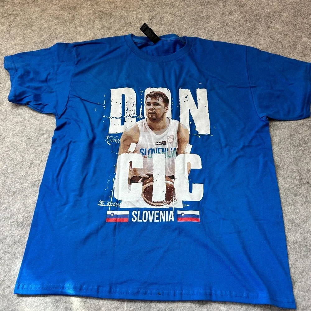 Luka Doncic Slovenia Short Sleeve T Shirt Blue Mens Size XL NWOT